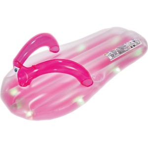 Aufblasbare Flip Flop Lounge mit LED, pink, 180 cm. Luftmatratze im originellen Design für Badespaß.