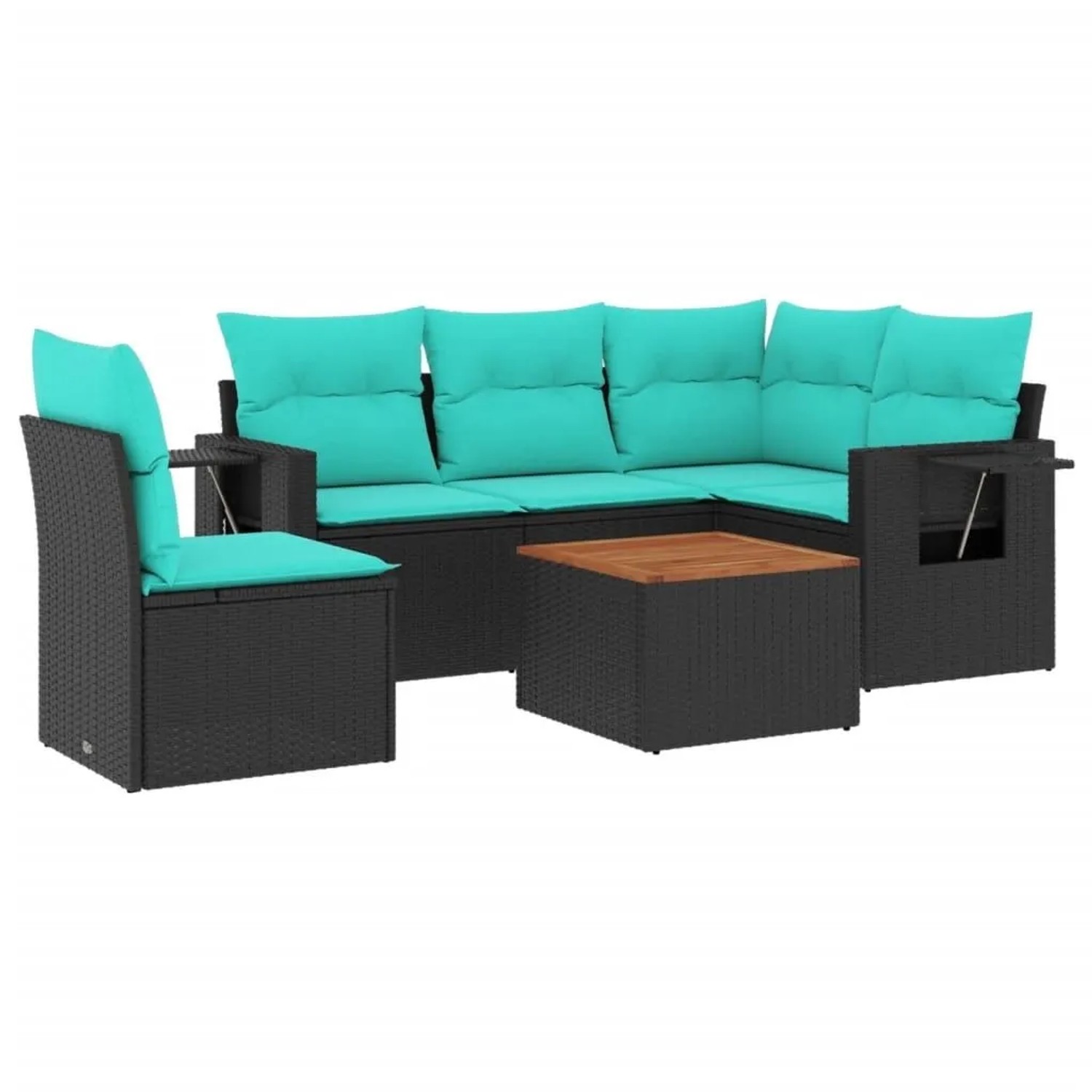 vidaXL 6-Tlg Gartensofa-Set mit Kissen Schwarzes Polyrattan 3224566