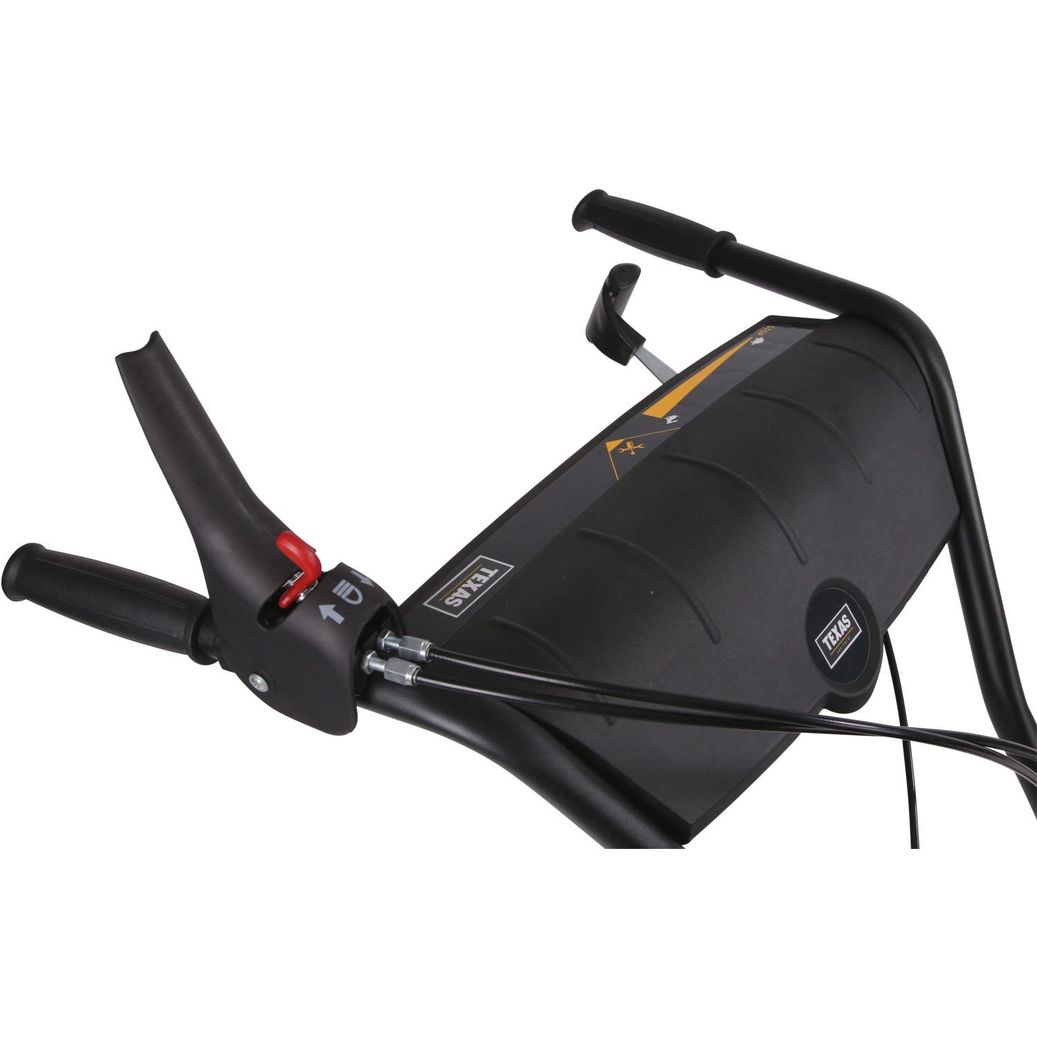 Detailaufnahme der Bedienelemente der Texas TX611TG Benzin-Motorhacke.