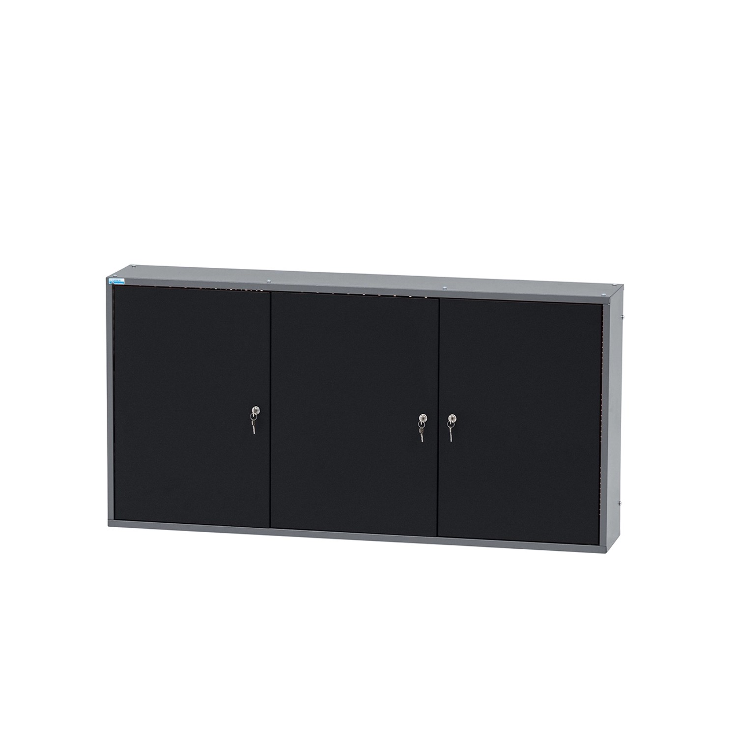 Küpper Hängeschrank 3-Türig mit 4 Fachböden 60 x 120 x 20 cm Schwarz-Hellgrau