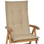 6er Set Beautissu Loft HL Hochlehner Auflagen, 120x50x6cm, Natur. Gartenstuhlauflagen für hohen Sitzkomfort.