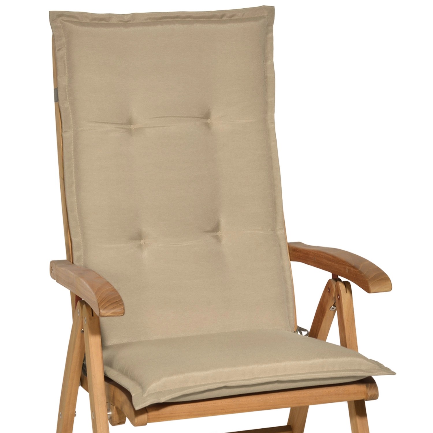6er Set Beautissu Loft HL Hochlehner Auflagen, 120x50x6cm, Natur. Gartenstuhlauflagen für hohen Sitzkomfort.