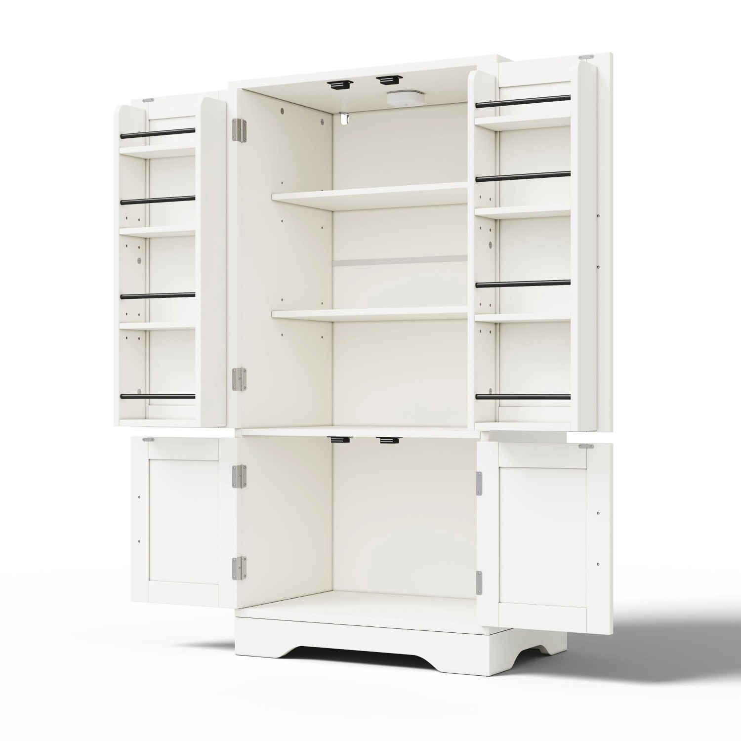 okwish Küchenschrank mit LED Sensorlicht Verstellbare Regalböden Küche 120x60x40cm Weiß
