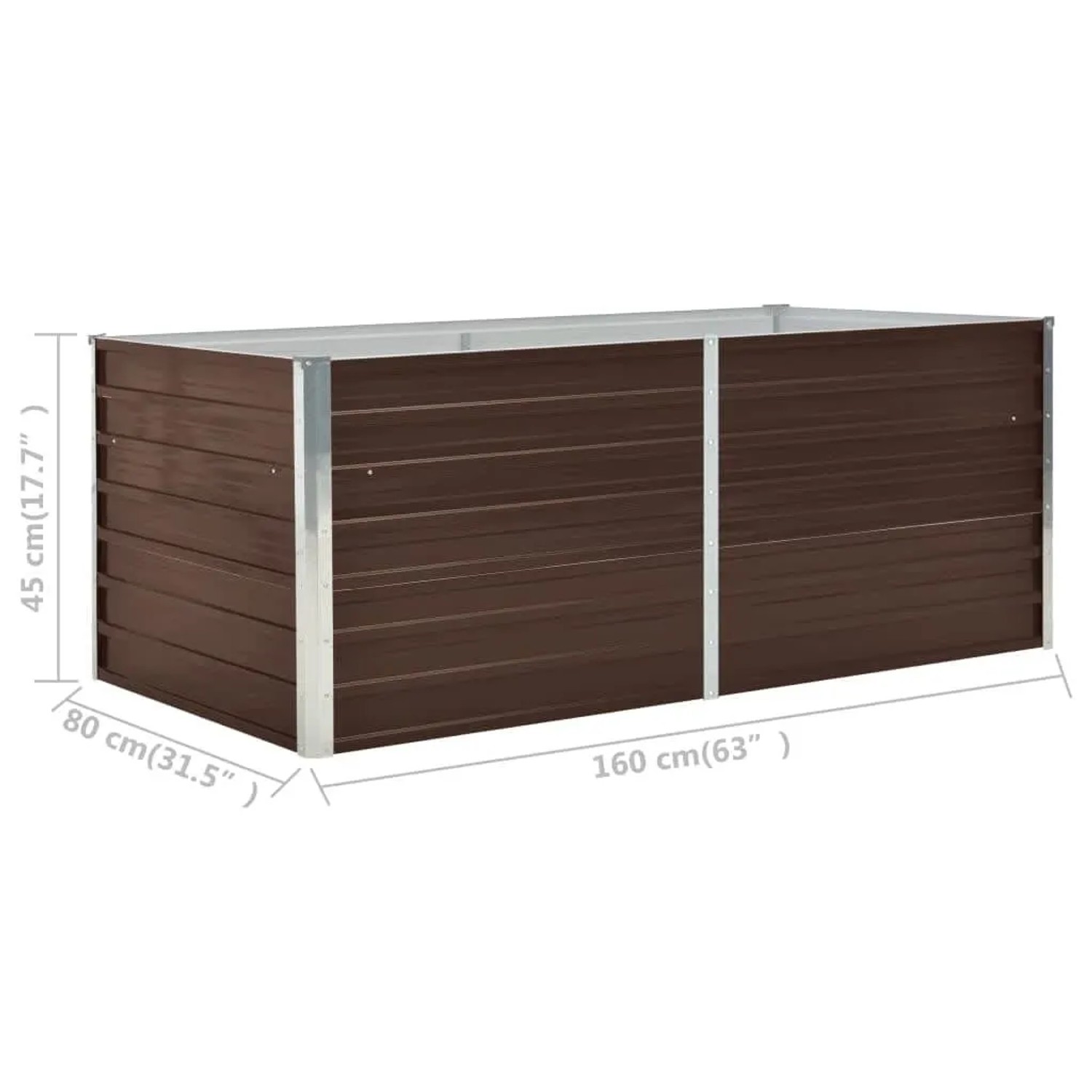 furnicato Hochbeet, 160x80x45 cm, brauner verzinkter Stahl. Ideal für Garten & Balkon.