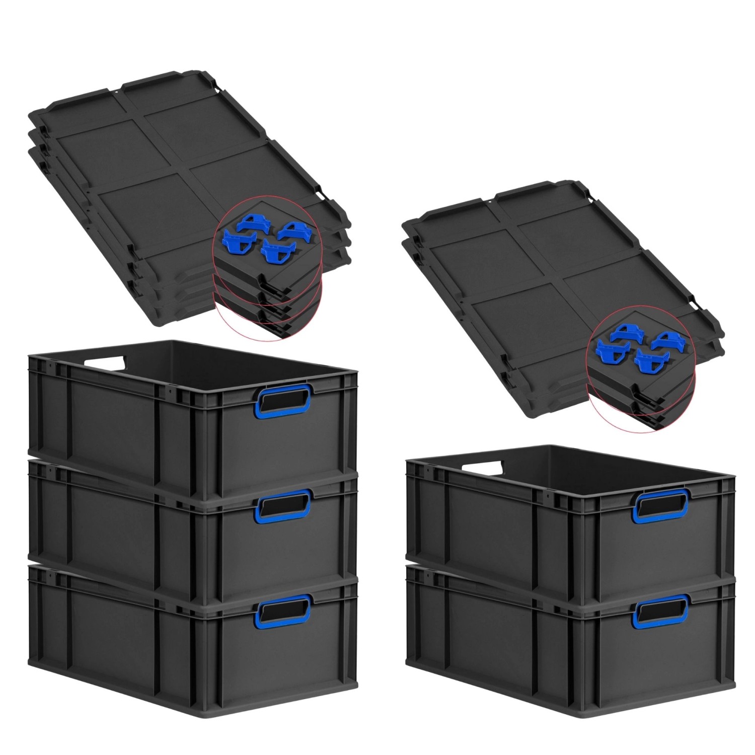 PROREGAL SparSet 5x Eurobox Nextgen Color Mit Auflagedeckel HxBxT 22x40x60c günstig online kaufen