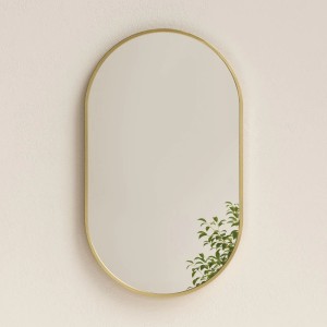 Emke Ovaler Badspiegel 60 x 80 cm Wandspiegel Gold Metall Badezimmerspiegel