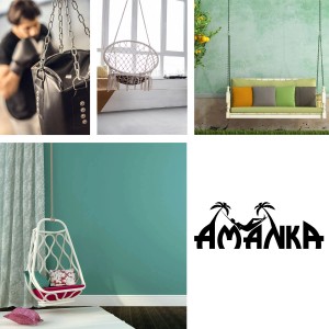 AMANKA Hängesessel Zubehör: Kette mit Deckenhaken und Karabiner für sichere Aufhängung bis 230 kg.