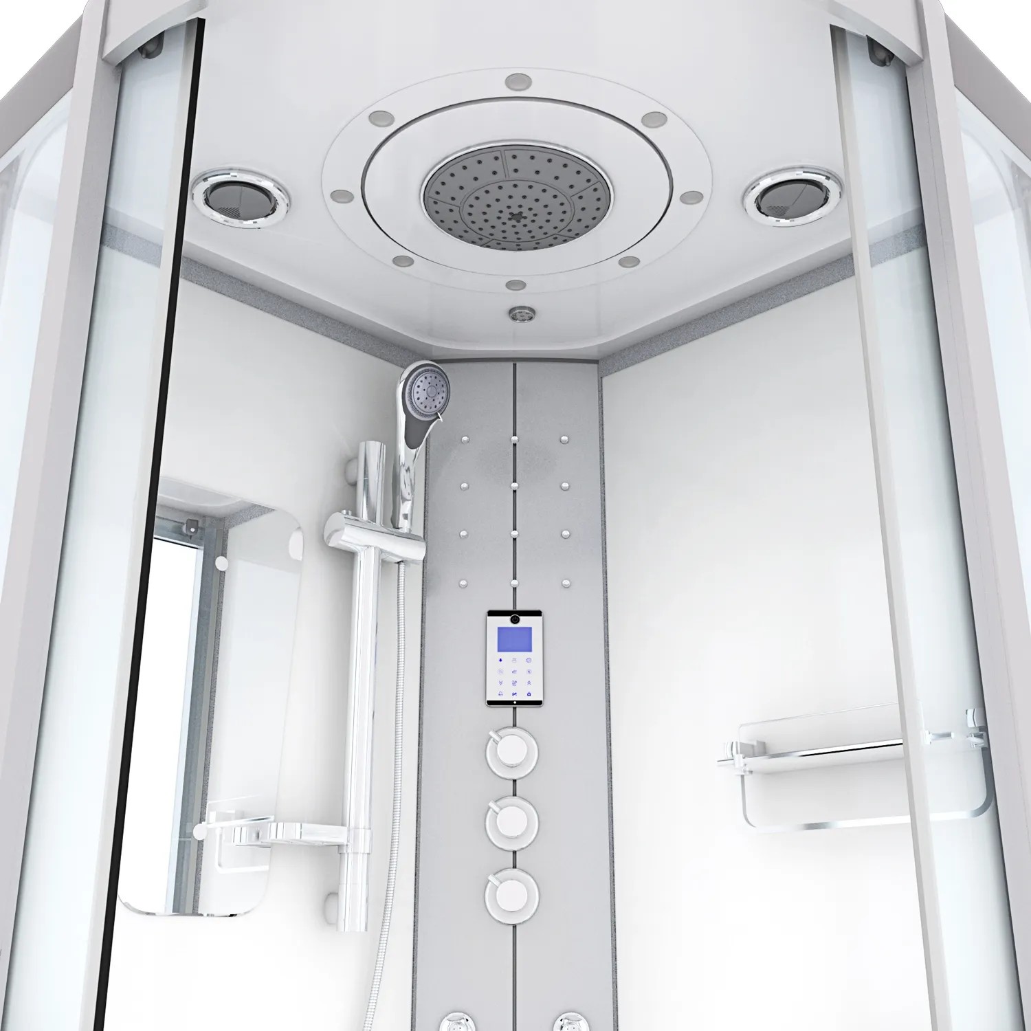 AcquaVapore Duschkabine 90x90 mit Regendusche, Handbrause und Bedienfeld.