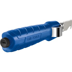 LUX Kabelmesser Universal Comfort, blaues Kabelmesser mit Metalleinsatz.