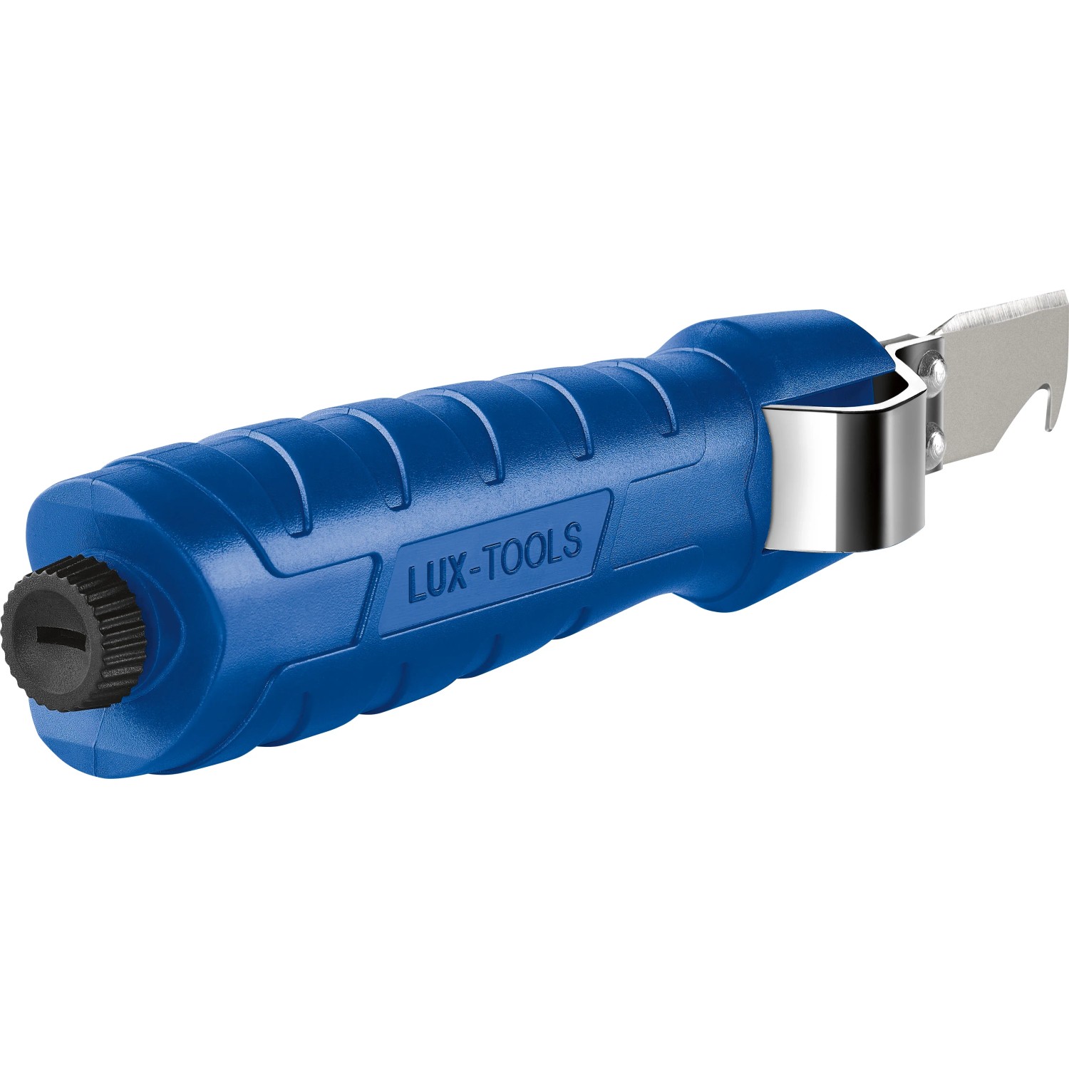 LUX Kabelmesser Universal Comfort, blaues Kabelmesser mit Metalleinsatz.