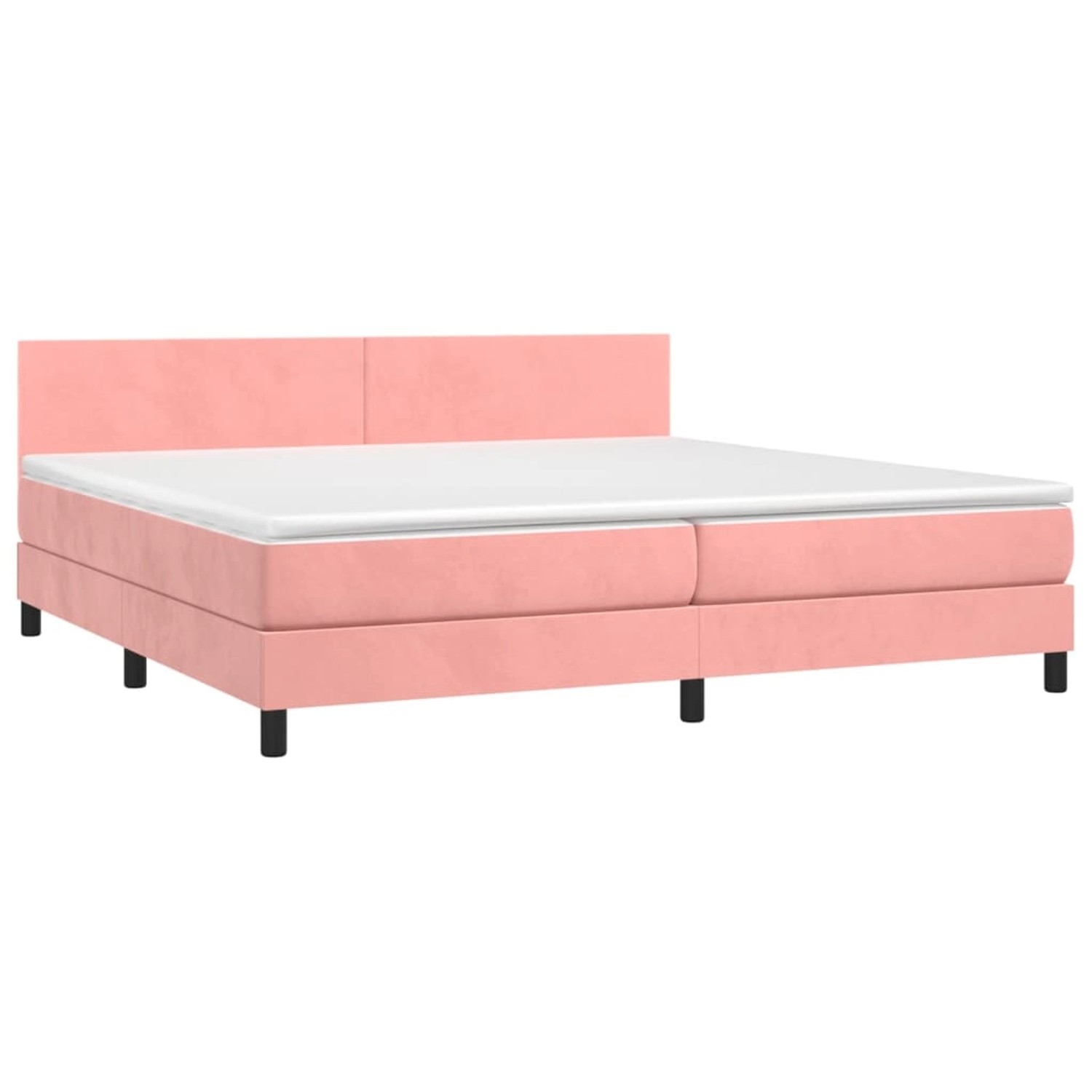 vidaXL Boxspringbett mit Matratze & LED Rosa 200x200 cm Samt 3134308