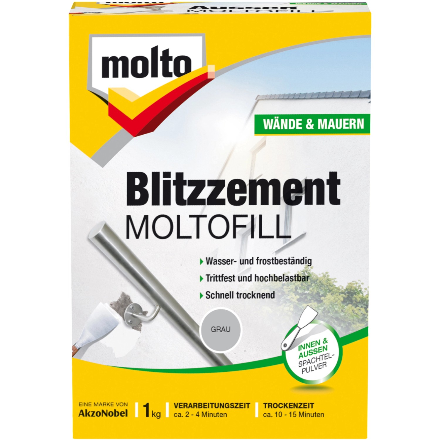 Molto Blitzzement Moltofill Außen- und Innen-Spachtelpulver Grau 1 kg günstig online kaufen