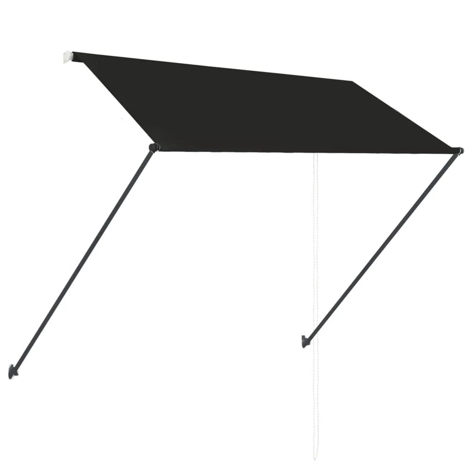 Anthrazitfarbene, einziehbare Markise 250x150 cm mit LED-Beleuchtung.