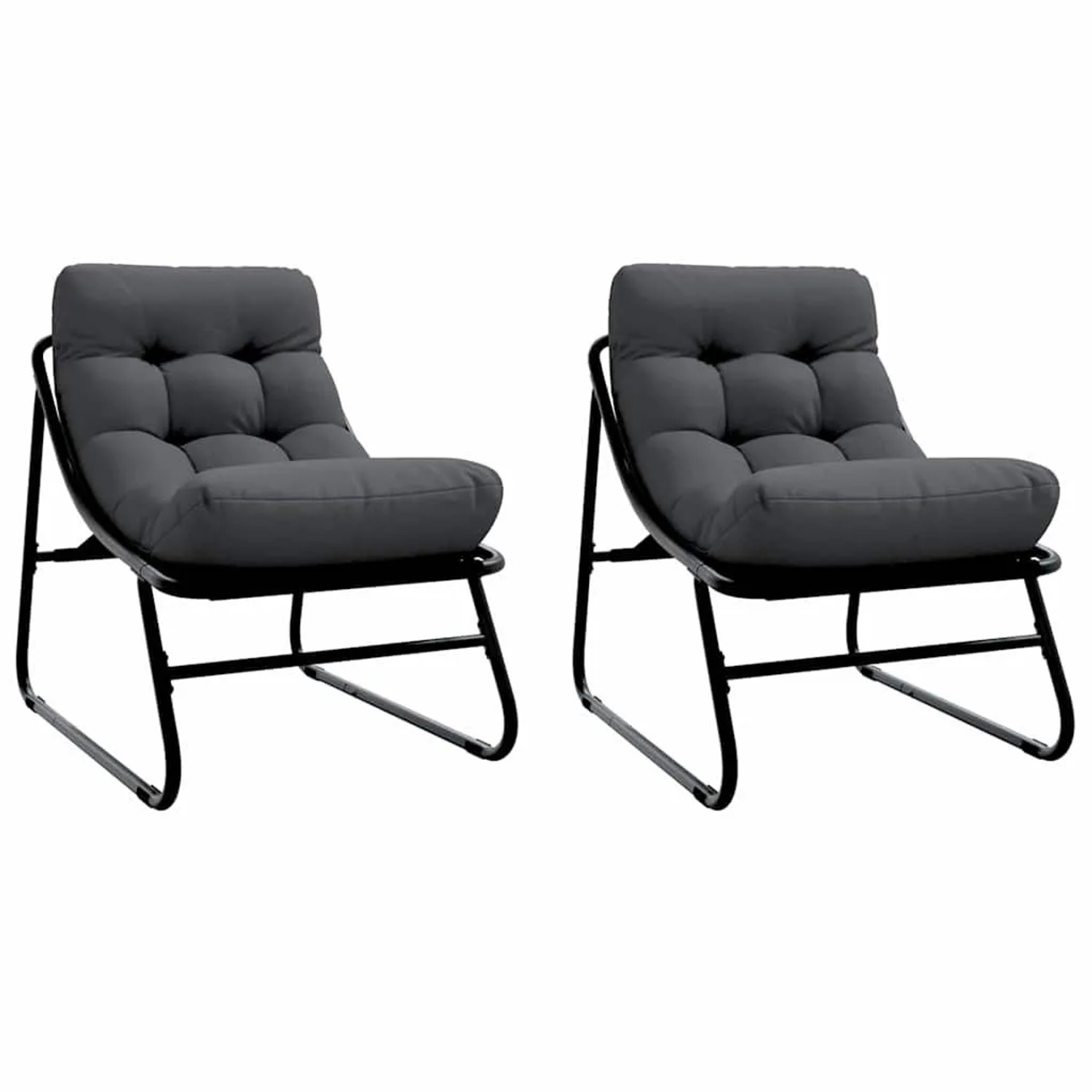 vidaXL Gartenmöbel mit Kissen 2 Stk Schwarz 60,5 x 81 x 71 cm 42008029