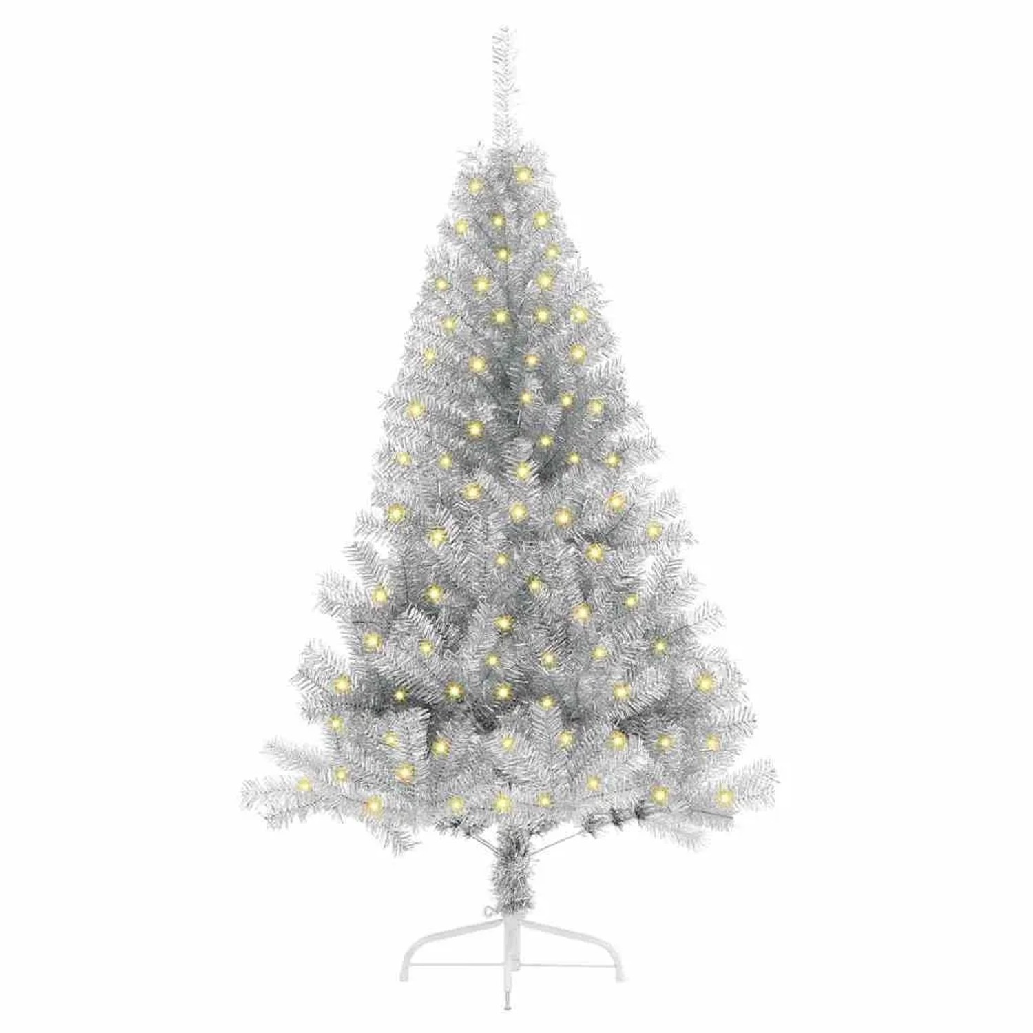 vidaXL Künstlicher Vorbeleuchteter Weihnachtsbaum Silber 150 cm PET 3397189