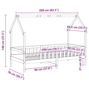 vidaXL Kinderbett Hausbett Weiß 80x200 cm Massivholz Kiefer 850705