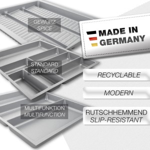 SOTECH ORGA-BOX-2 Besteckeinsatz Tiefe 462 mm Höhe 50,5 mm Für Nobilia Küchen Canvas Struktur Silbergrau Breite 359 mm