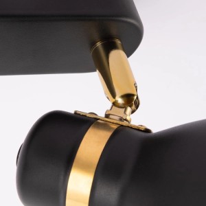 Detailaufnahme: Schwarze ARTE LAMP LED Wandleuchte mit goldenen Akzenten, ideal für Flur und Spot-Beleuchtung.