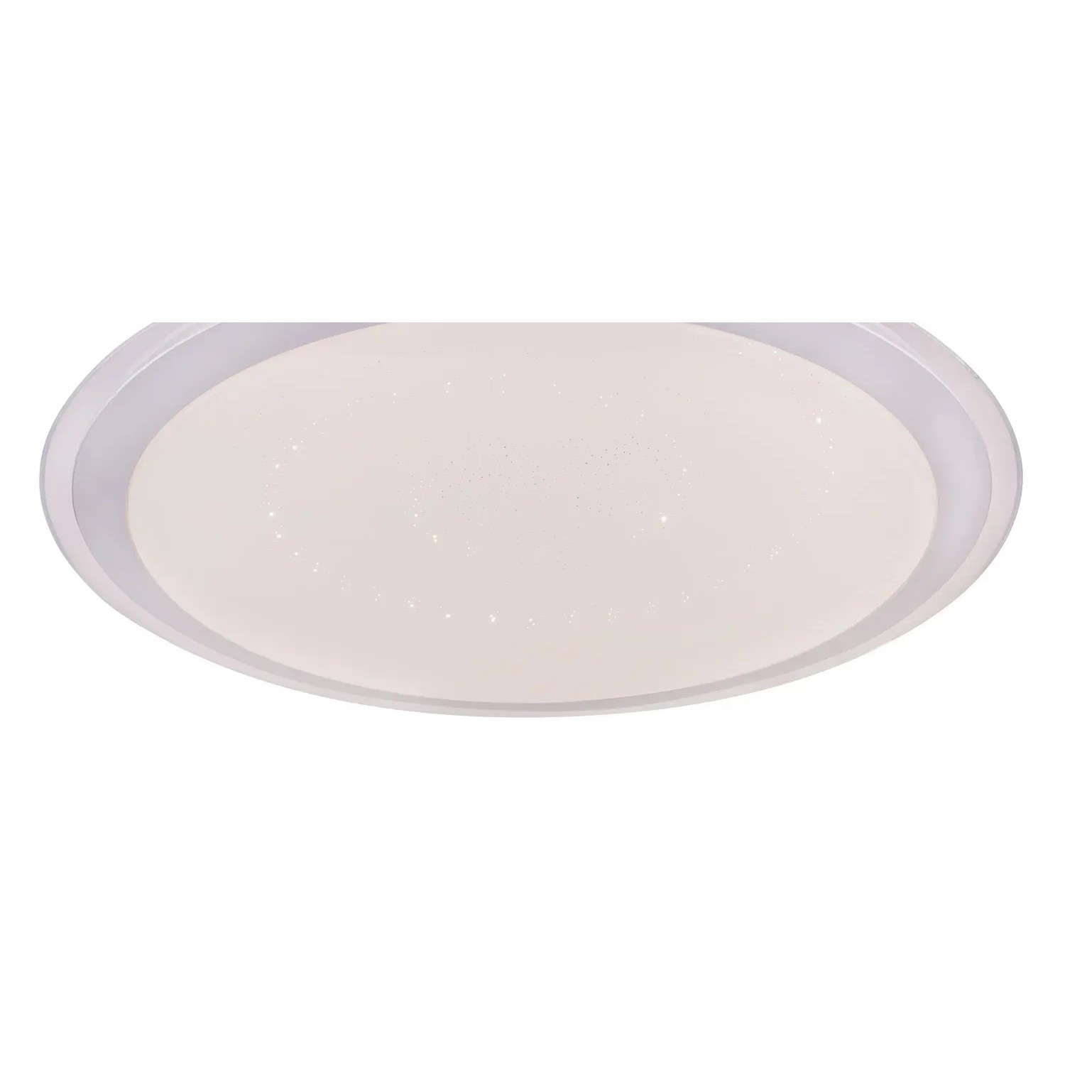 Weiße Globo LED-Deckenleuchte Carry, Ø 53 cm, mit Sparkle-Dekor für stimmungsvolle Beleuchtung.