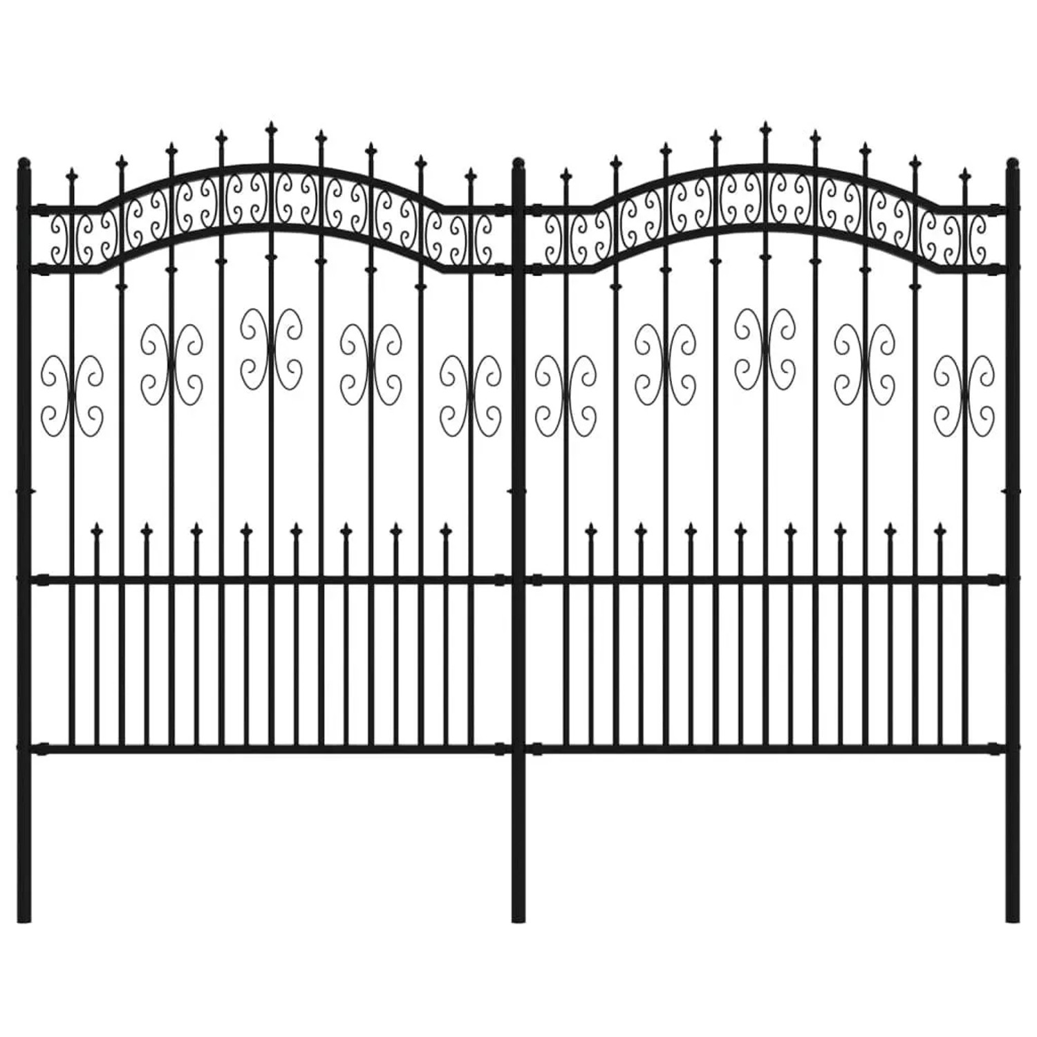 vidaXL Gartenzaun mit Speerspitze Schwarz 240 x 150 cm Pulverbeschichteter günstig online kaufen