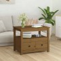 Honigbrauner Couchtisch aus Kiefernholz mit 2 Schubladen und Ablagefläche. Vielseitiger Tisch für Wohnzimmer.