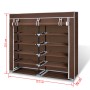 Brauner vidaXL Stoff Schuhschrank mit aufgerollter Abdeckung. 10 Fächer, 115x28x110 cm. Praktische Schuhkommode.