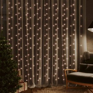vidaXL LED-Lichtervorhang 3x3 m 300 LED Warmweiß 8 Funktionen 328925