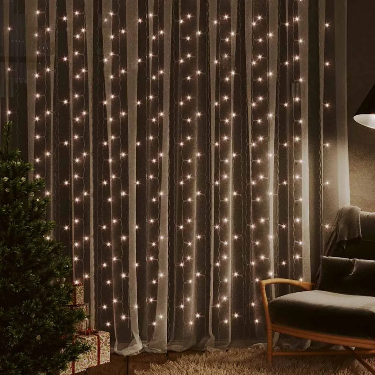 vidaXL LED-Lichtervorhang 3x3 m 300 LED Warmweiß 8 Funktionen 328925_2