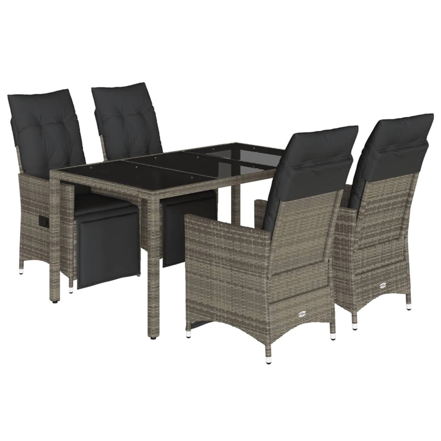 vidaXL 5-tlg Garten-Bistro-Set mit Kissen Grau Poly Rattan Modell 13