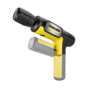 Kärcher OC Handheld Compact Mitteldruckreiniger, gelb-schwarz, mit Düse und klappbarem Griff.