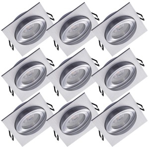 9er Set schwenkbare LED Einbaustrahler Lyon, Aluminium, dimmbar, warmweißes Licht.