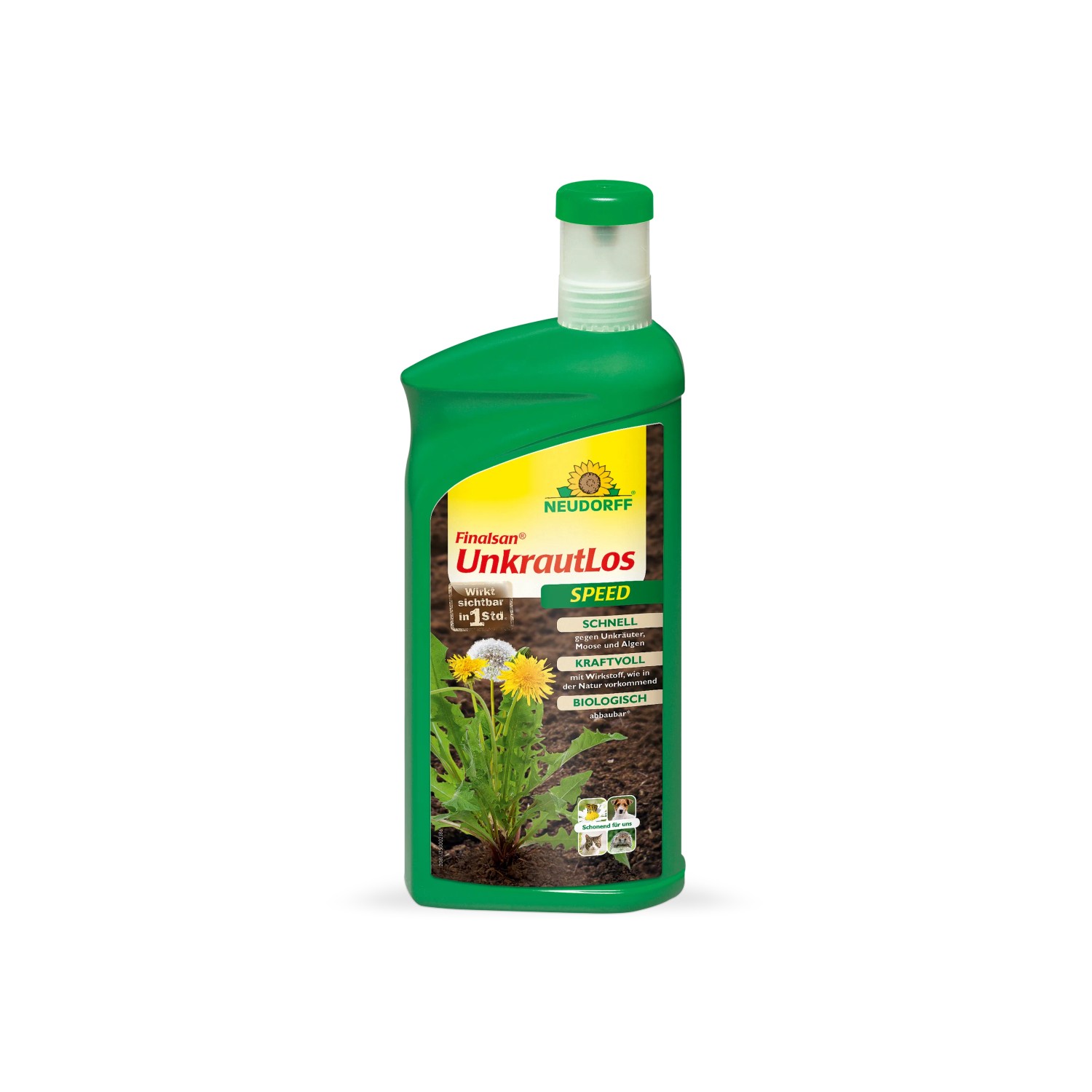 Neudorff Unkrautbekämpfungsmittel Finalsan UnkrautLos Speed 1 Liter, 1 St., ohne Glyphosat! gegen Unkraut, Moos und Algen, Schnell wirkender Unkrautvernichter, Glyphosatfreier Unkrautvernichter mit sichtbarer Wirkung in 1 Stunde