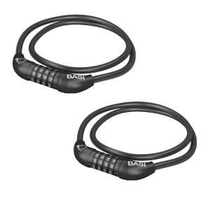 2er Set Basi Spiralschlösser ZR 313 mit Zahlenschloss für Fahrräder, schwarz.