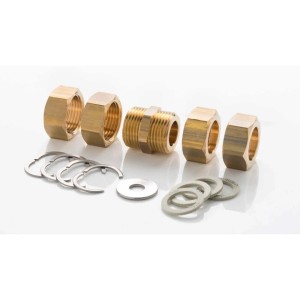 Boni-shop Wellrohr Edelstahl Solar Verschraubung Set DN20 mit Muttern, Scheiben und Dichtungen.
