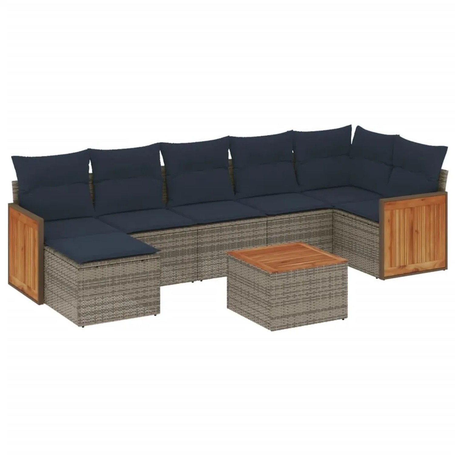 vidaXL 8-Tlg Gartensofa-Set mit Kissen Grau Polyrattan 3227881 günstig online kaufen