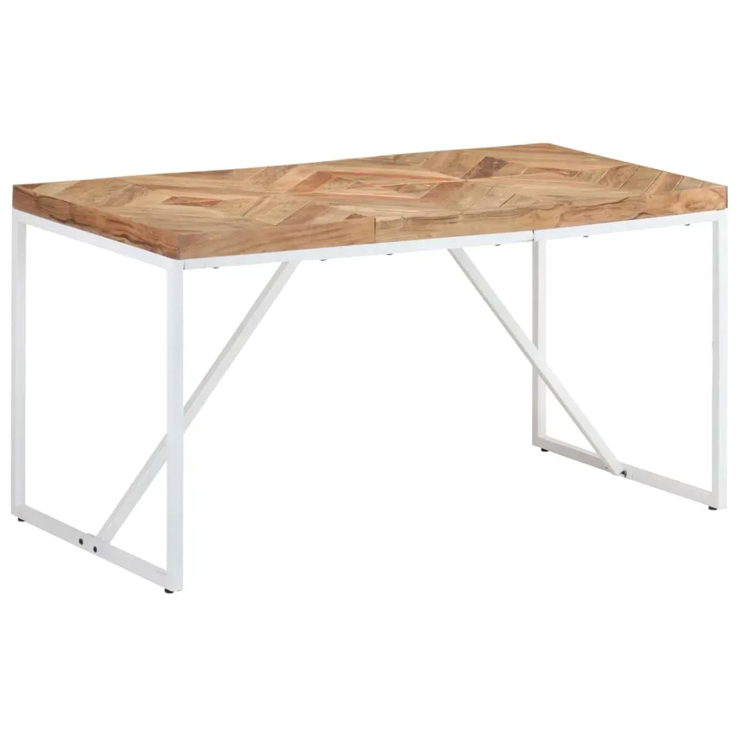 vidaXL Esstisch aus Akazie und Mango mit weißem Gestell, 140x70 cm.