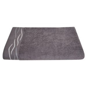Graues Dyckhoff Duschtuch Wave (70x140 cm) mit Jacquard-Wellen-Bordüre.