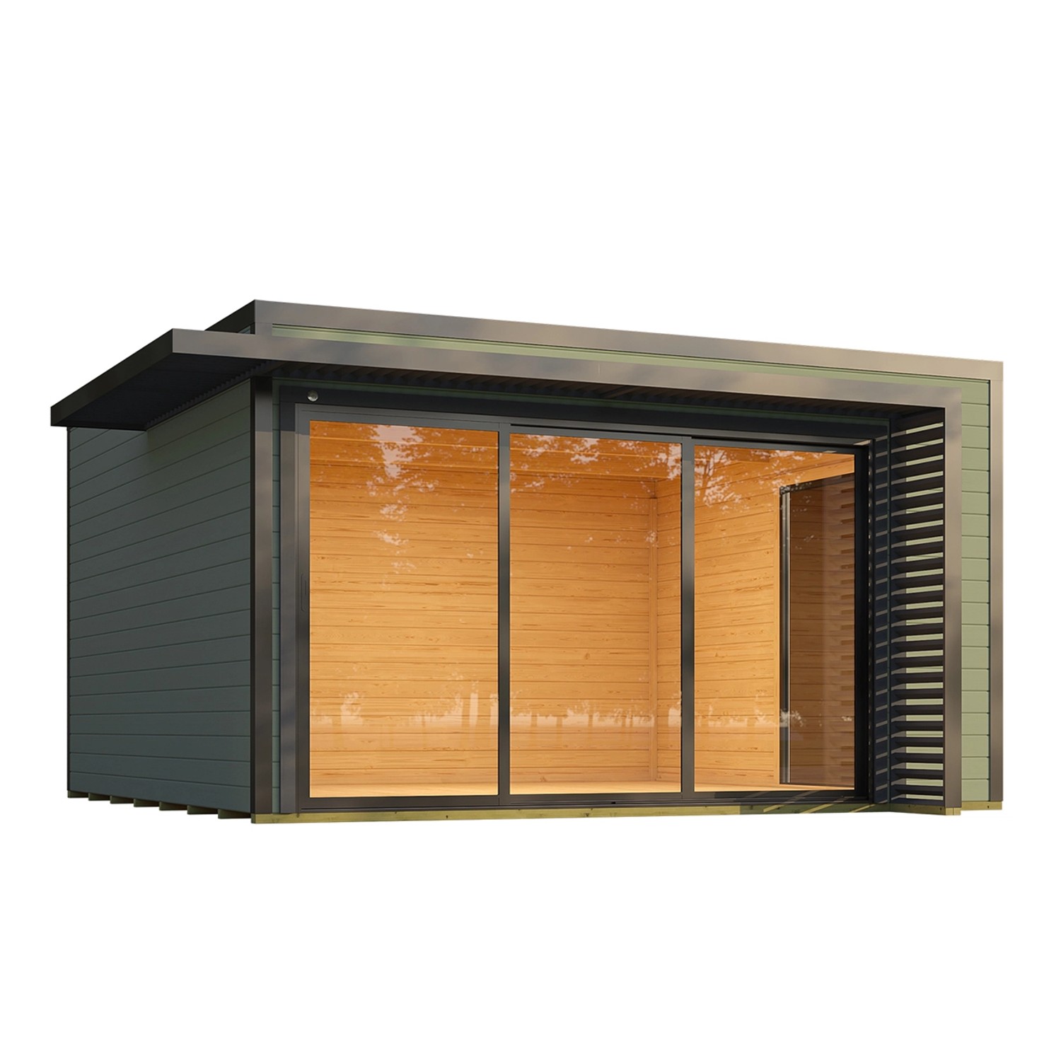 Weka Gartenhaus Amberley Schiebetür 2 Fenster Graugrün/Anthrazit 400 cm x 4 günstig online kaufen