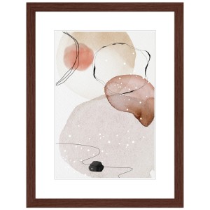Moderner Bilderrahmen WANDStyle H300, 24x30 cm, braunes Massivholz mit abstraktem Bild.