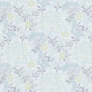 PROFHOME Vliestapete mit Blumenmuster in Grau, Hellgrün und Silber-Grau.