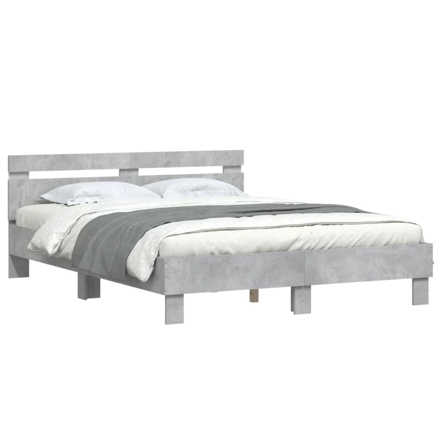 vidaXL Bettgestell mit Kopfteil LED-Beleuchtung Betongrau 150x200 cm 320754 günstig online kaufen