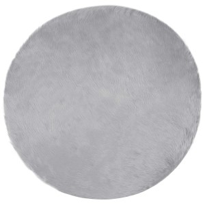 Runder, flauschiger vidaXL Kunstschaffell Teppich Tafalla in Grau aus Polyester, Ø 160 cm. Weiche, luxuriöse Optik.