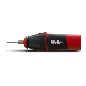 Weller Batterie-Lötkolben (4,5 W) in Schwarz/Rot mit Lötspitze.