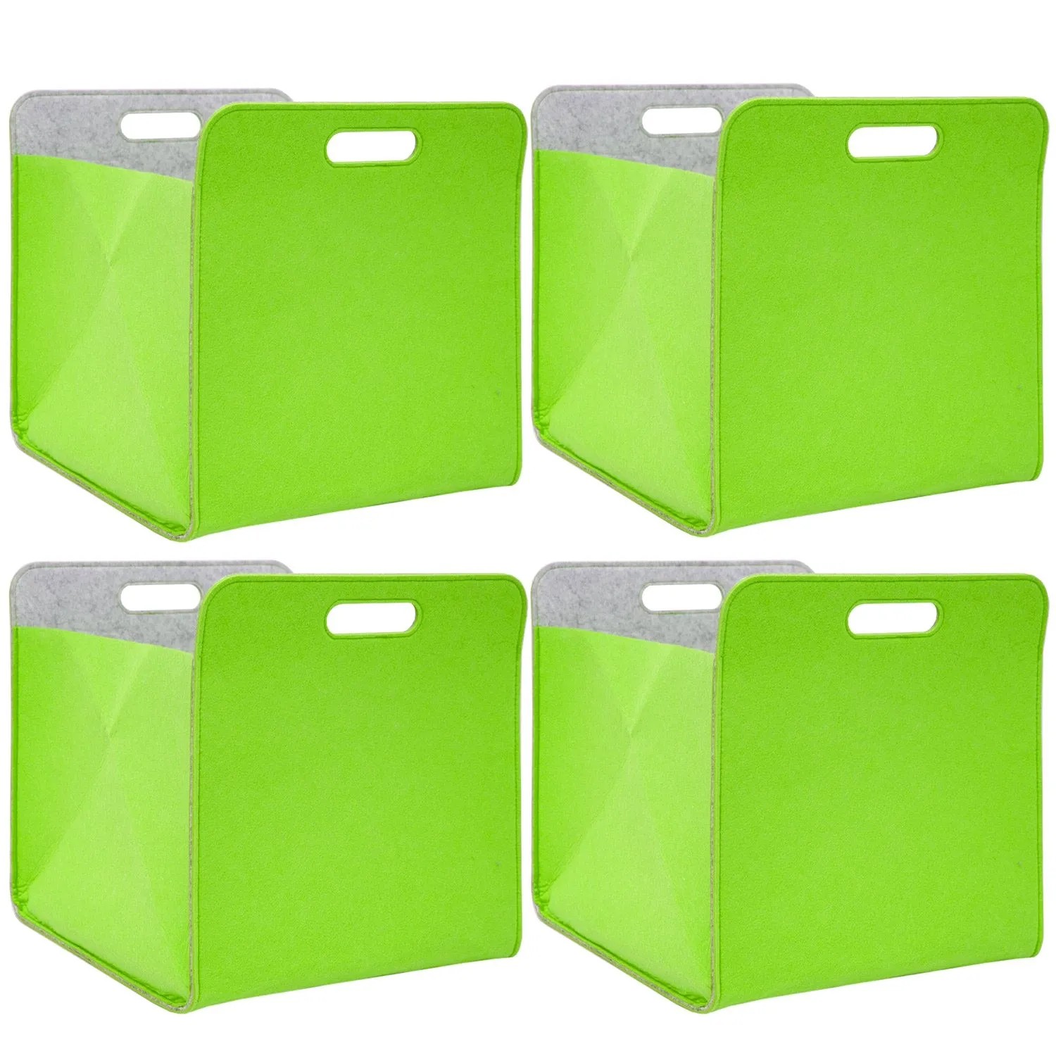DuneDesign Filz Aufbewahrungsbox für Kallax Regal 33 x 33 x 38 cm 4er Set Grün