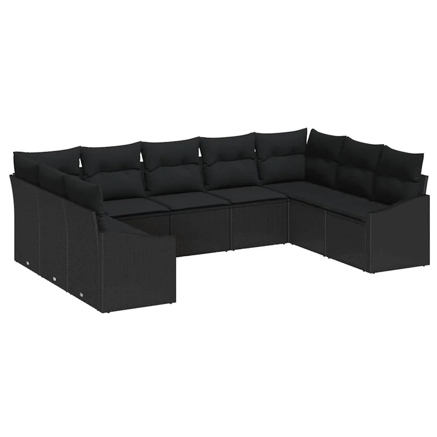 vidaXL Gartensofa-set mit Kissen 9-Tlg Schwarz Poly-Rattan 3355552 günstig online kaufen