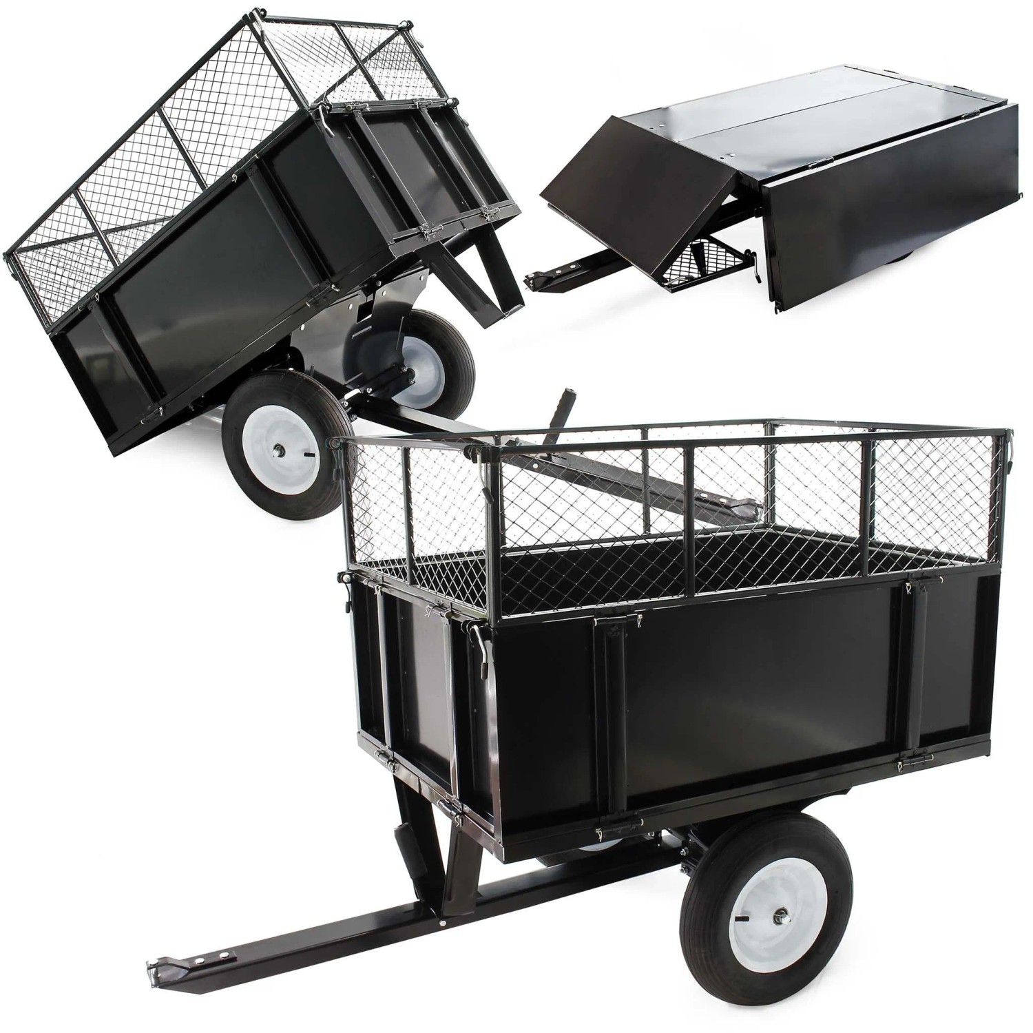 Wiltec Kippanhänger 166,5x77,5x106cm 300kg Rasentraktor Kipper Kippmulde Garten