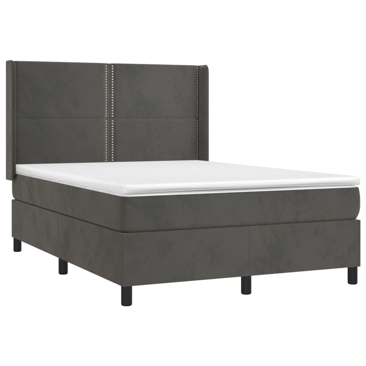 vidaXL Boxspringbett mit Matratze & LED Dunkelgrau 140x200 cm Samt 3139506 günstig online kaufen
