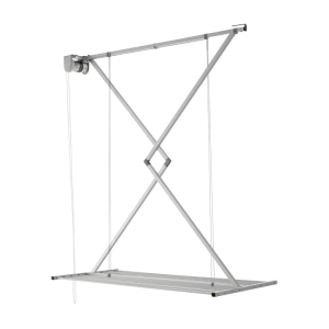 Platzsparender Foxydry Deckenwäscheständer mit Seilzug, 152 cm, grau.