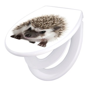 Banjado WC-Sitz mit Igel-Motiv, Absenkautomatik und Kindersitz. Universeller Klodeckel aus Polypropylen.