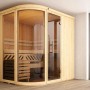 Weka Designsauna Sara 1 Sparset: Massivholzsauna mit Glasfront, Ofen und Zubehör.